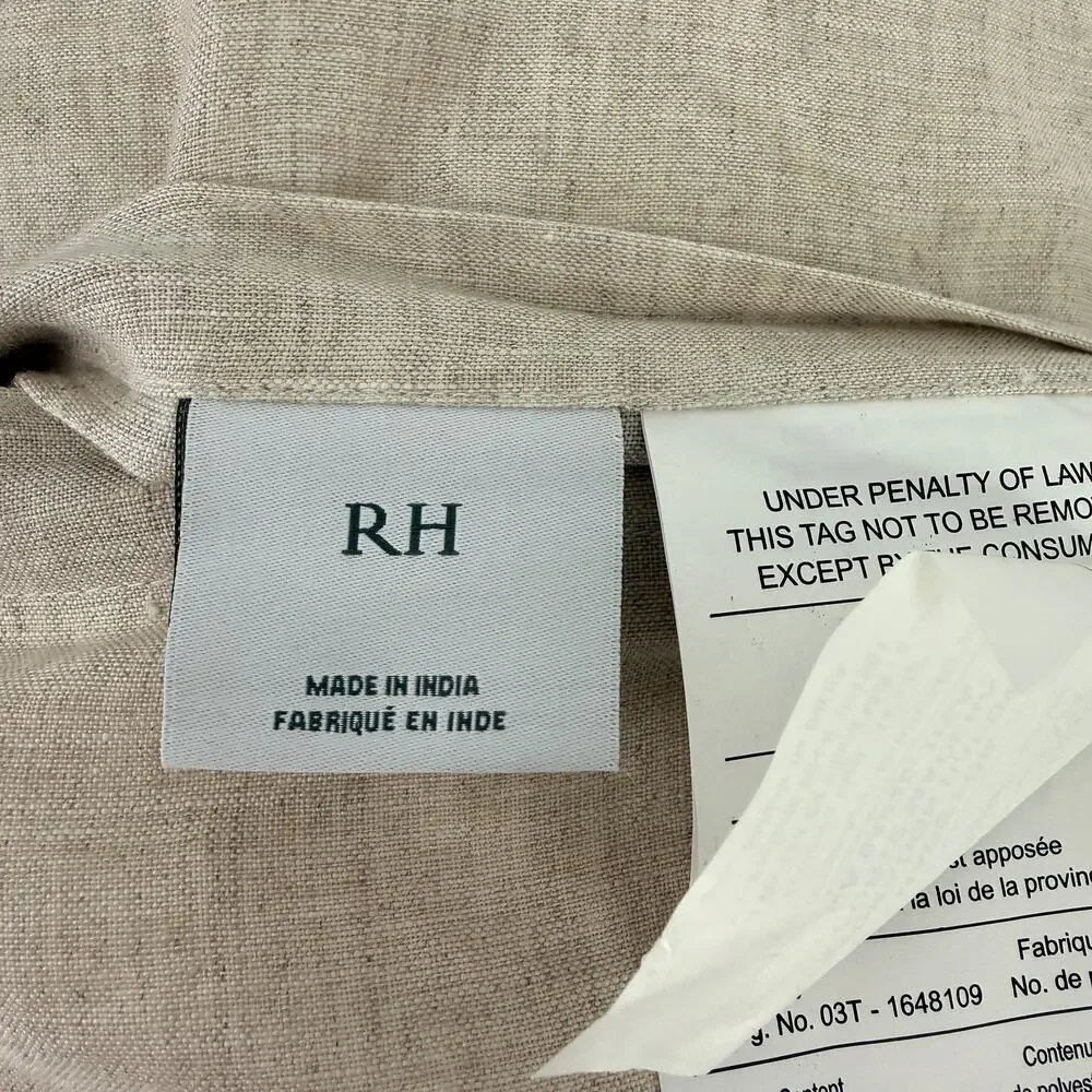 RH Restoration Hardware Velvet Linen Tufted Lumbar Pillow 22x14 Down Insert